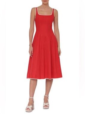7 for all mankind red denim dress 7 For All Mankind Womens Denim Puff Sleeve Mini Dress